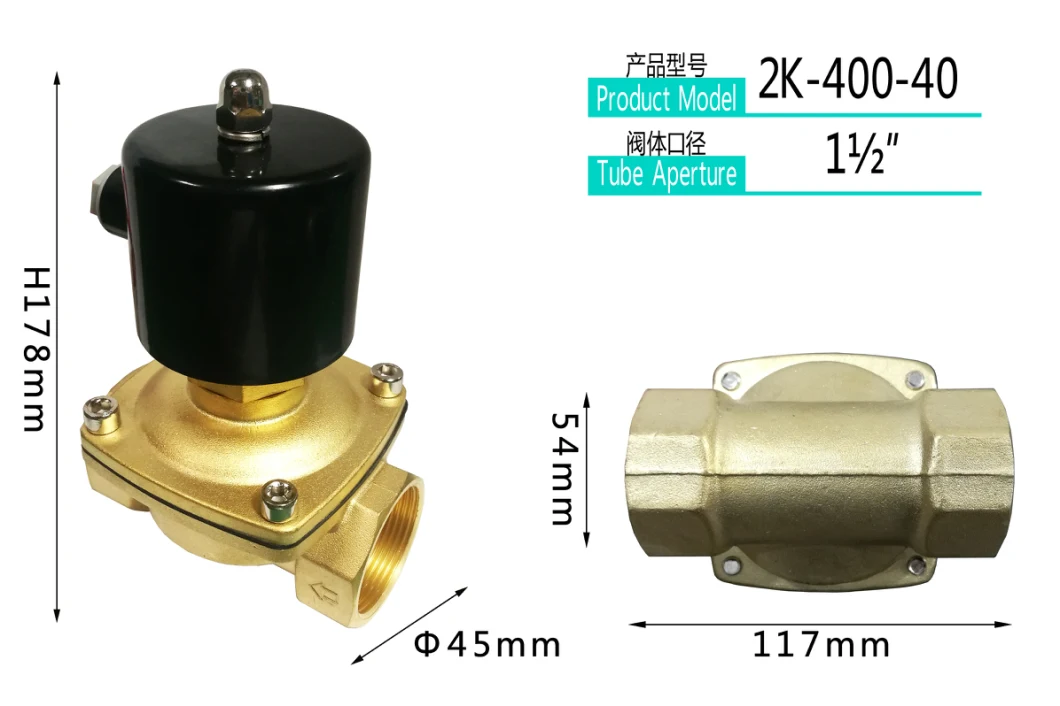 2K-400-40 Water Fountain Solenoid Valve Underwater 2K Normally Open Series Copper Valve Body