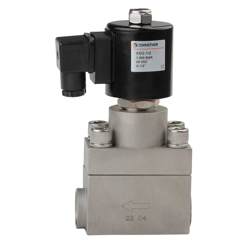 Xhnotion Pneumatic DN15 500 Bar High Pressure G1/2 Stainless Steel Lab Solenoid Valve